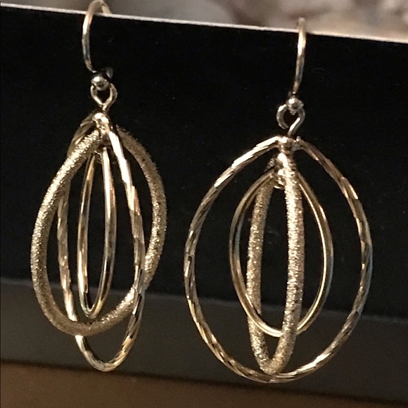Floating Teardrop Hoop Earrings W/Gift Bag - Picture 2 of 4